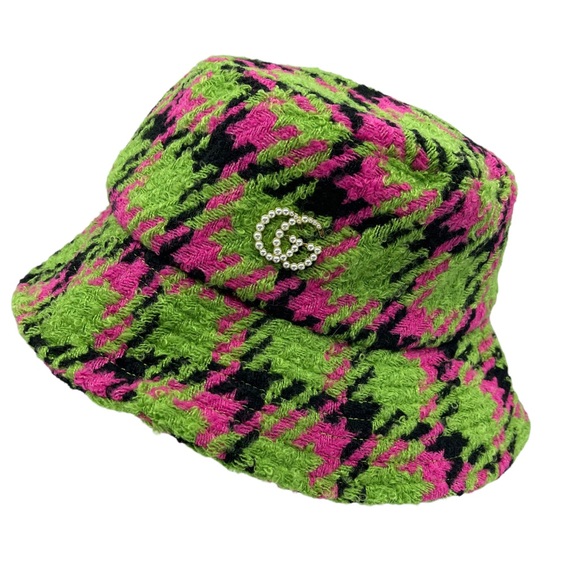 Gucci Accessories - GUCCI Tweed Houndstooth Pearl GG Bucket Hat